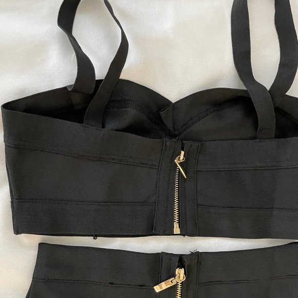 Superdown - Emilia Skirt Set (Bra & Skirt) Size S/XS | Black & Gold Zipper | NWT - Picture 5 of 9